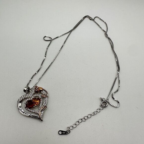 NIB Sterling silver, possibly gold plated, heart necklace with cz diamonds! - Picture 3 of 15